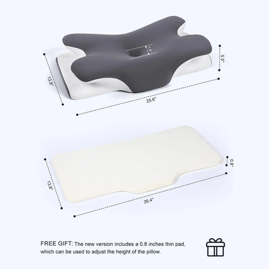 Vipfree Adjustable Ergonomic Memory Foam Neck Pillow for Cervical Support and Cooling Comfort