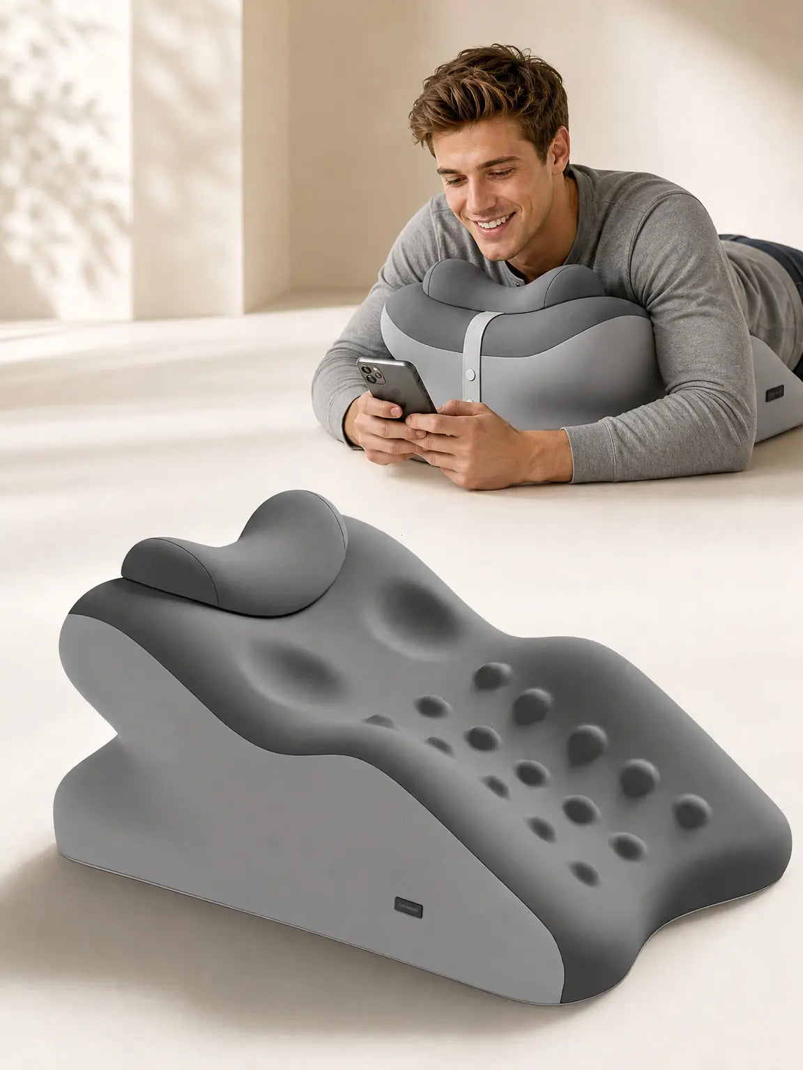 Ergonomic Cooling Fabric Reading Pillow with Premium Memory Foam Support for Enhanced Comfort While Using Devices