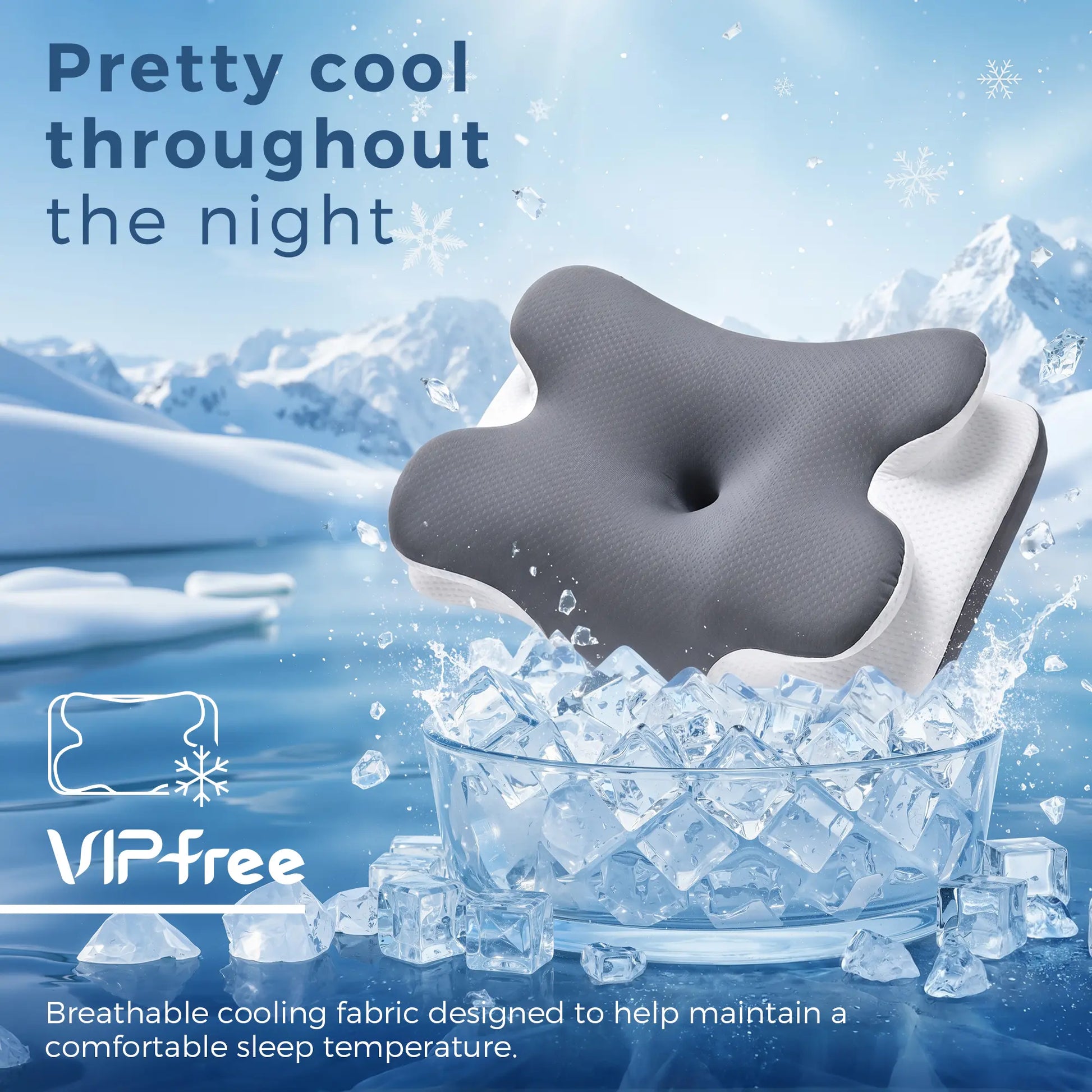 Vipfree Adjustable Ergonomic Memory Foam Neck Pillow for Cervical Support and Cooling Comfort
