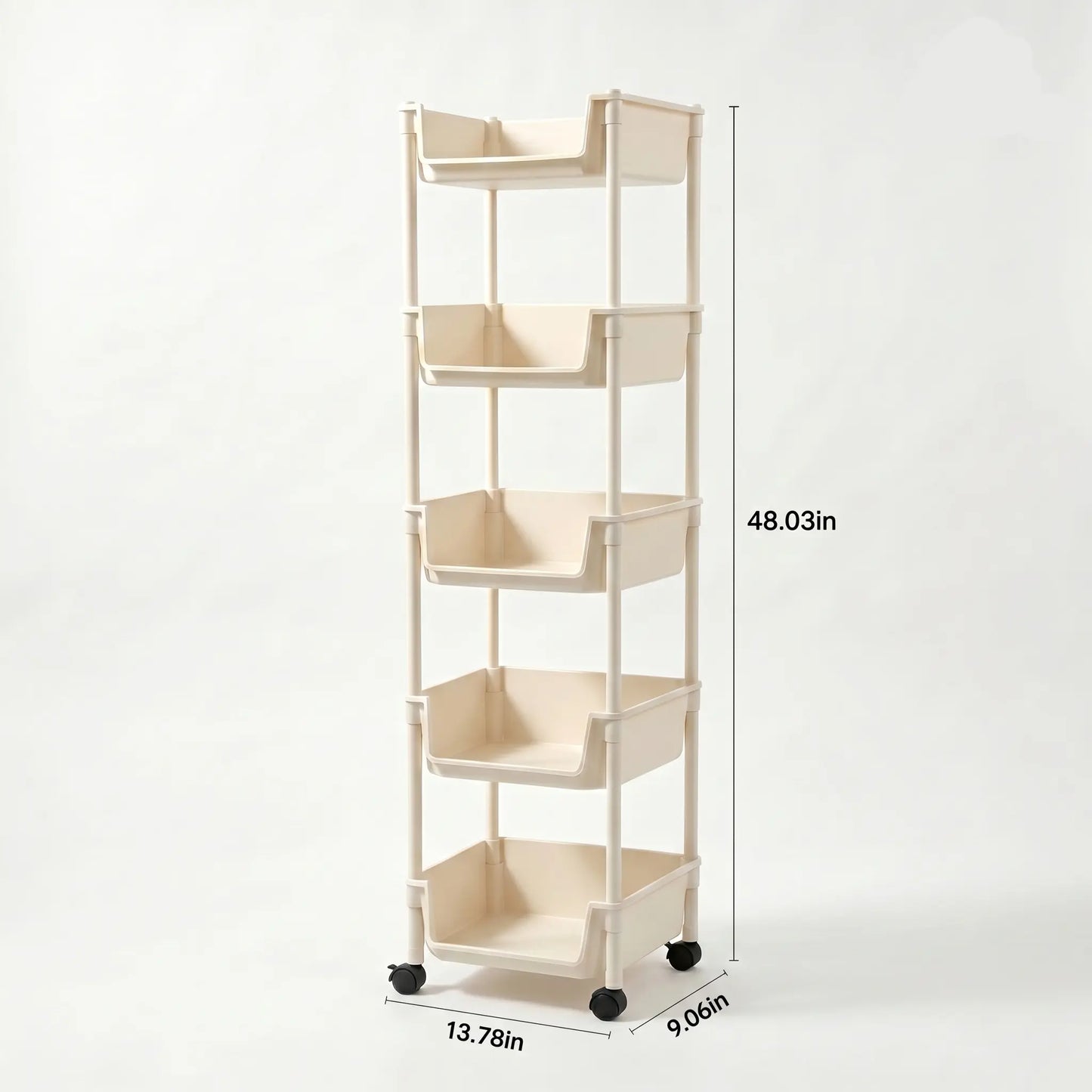 Smooth Lightweight Minimalist Rolling Utility Cart with Wheels - Multi-Layer Adjustable Plastic Organizer for Bedroom and Kitchen, Portable Easy-Install Unit, Retro Wooden Desktop Rack (2026 Semiannual Sale)