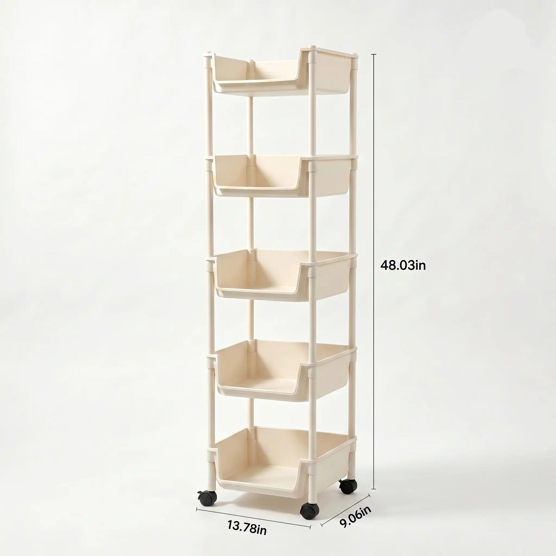 Smooth Lightweight Minimalist Rolling Utility Cart with Wheels - Multi-Layer Adjustable Plastic Organizer for Bedroom and Kitchen, Portable Easy-Install Unit, Retro Wooden Desktop Rack (2026 Semiannual Sale)