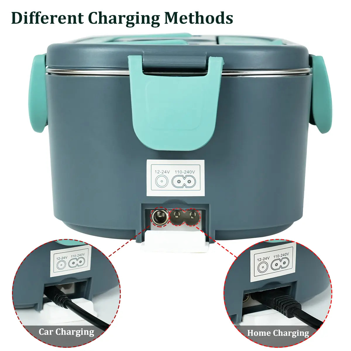 Stainless Steel Thermal Insulated Lunch Box - 50.72 Oz, Electric Food Warmer for Home and Car (110V/12V/24V), Includes Fork and Insulated Bag, Ideal for Truck Drivers and Office Use, Fast Heating