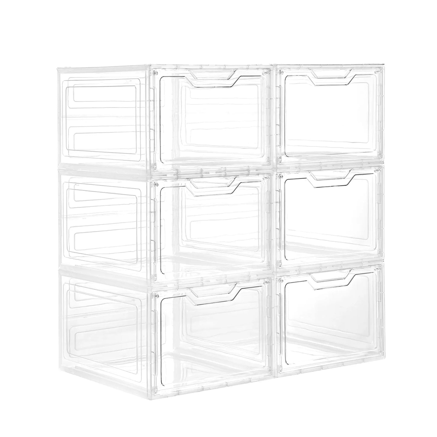 Stackable Clear Plastic Shoe Boxes, Magnetic Door Design - Shoe Rack & Storage Organizer