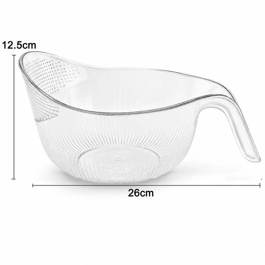 Multifunctional Aesthetic Rice Strainer with Handle - Durable BPA-Free Transparent Plastic Colander for Draining Vegetables, Fruits, Cheese, and Coffee Dispenser Set