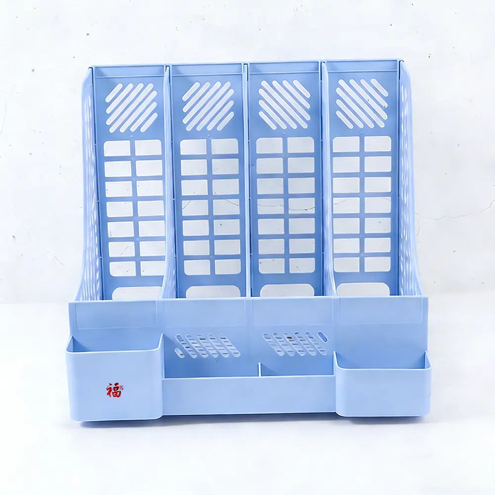 Easter Bunny Style Plastic Rectangular 6-Piece Desk Organizer - 4 Compartments, Shatterproof, Large Capacity, Desk Organization Solution for Office Workers, Holds Books, Stationery, Documents
