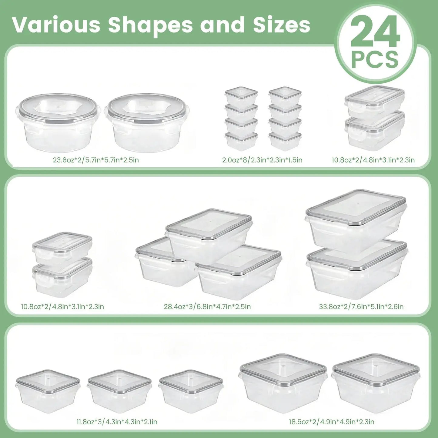 [Fathersdaygift] 24 PCS Premium Food Storage Containers with Lids, Plastic Meal Prep Containers, Airtight Leakproof Snap Lock, Stackable Kitchen Storage Set for Fridge Freezer ,Safe for Oven Microwave High Temperature Durable Kitchen Utensils