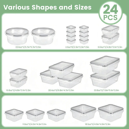[Fathersdaygift] 24 PCS Premium Food Storage Containers with Lids, Plastic Meal Prep Containers, Airtight Leakproof Snap Lock, Stackable Kitchen Storage Set for Fridge Freezer ,Safe for Oven Microwave High Temperature Durable Kitchen Utensils