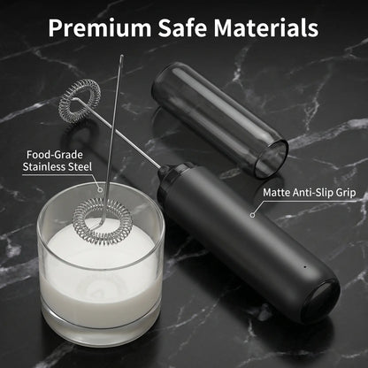 Rechargeable USB Handheld Electric Milk Frother and Stirrer for Coffee, Latte, Matcha, and Hot Chocolate