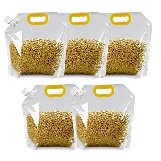 5-Pack Eco-Friendly Reusable Food Storage Bags - Leak-Proof and Moisture-Resistant Containers for Pet Kibble and Treats