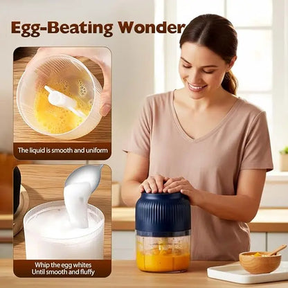 Electric Garlic Crusher - 300ML Cordless Rechargeable Mini Food Processor for Garlic, Onion, Ginger, Chili, Nuts, Fruit, and Meat - Blue
