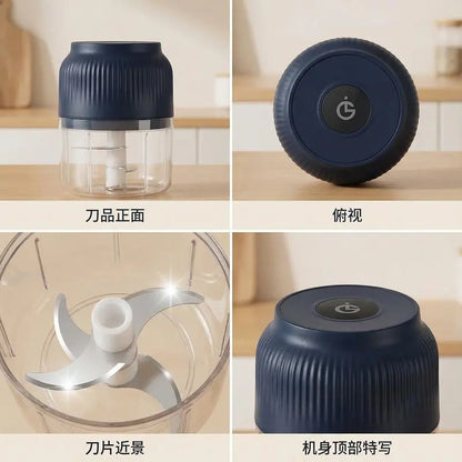 Electric Garlic Crusher - 300ML Cordless Rechargeable Mini Food Processor for Garlic, Onion, Ginger, Chili, Nuts, Fruit, and Meat - Blue