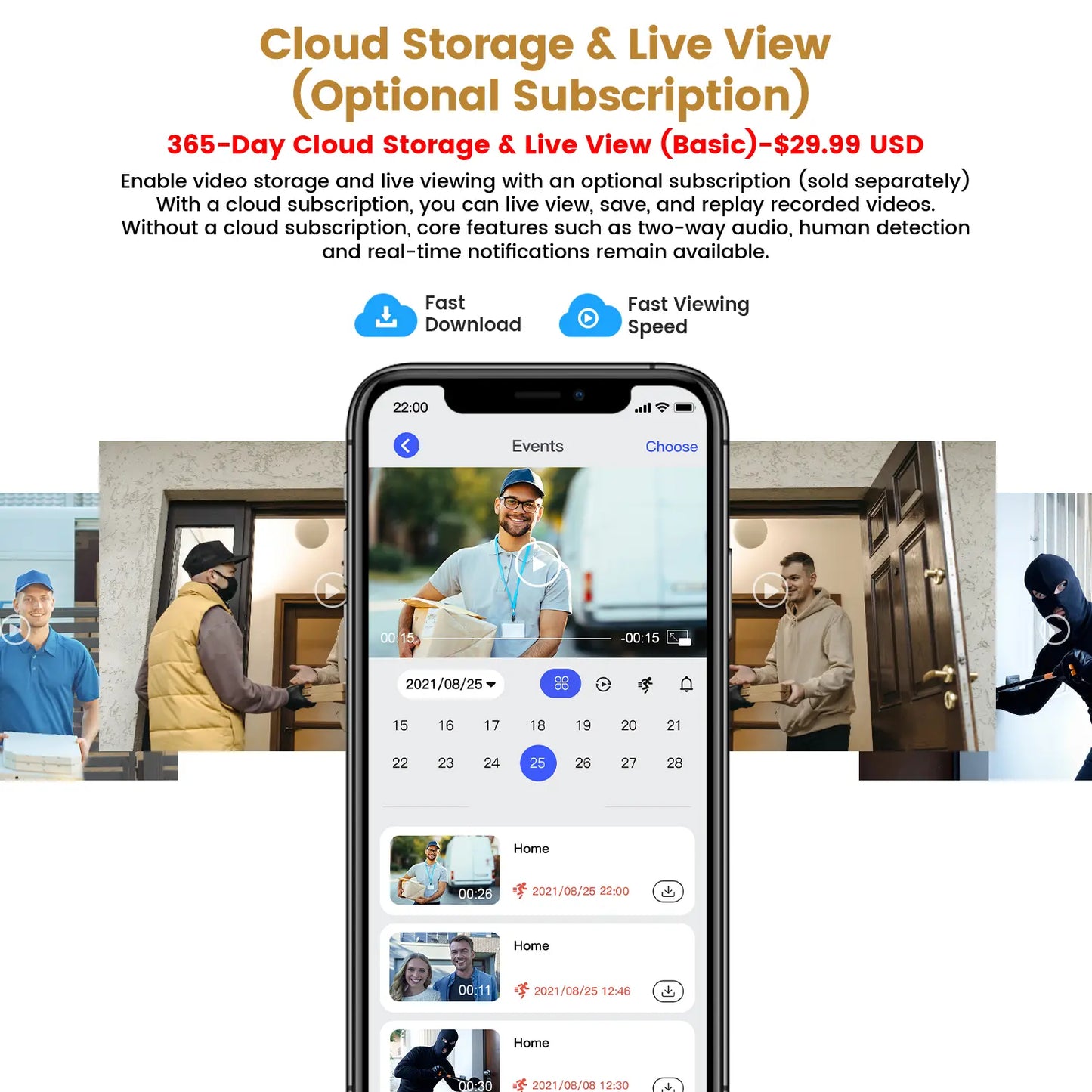 1080P Wireless Video Doorbell Camera with Smart AI Human Detection, Full HD Live View, Cloud Storage, Night Vision, Two-Way Audio, Instant Alerts, and 2.4G WiFi Connectivity for Indoor/Outdoor Home Security Surveillance