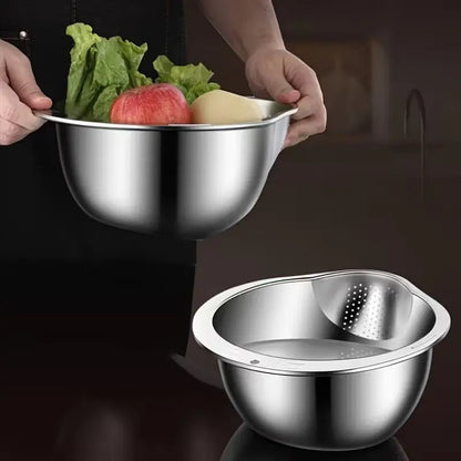 Stainless Steel Multifunctional Rice-Washing and Straining Basket for Fruits, Vegetables, and Storage Solutions in Home Dining and Picnics