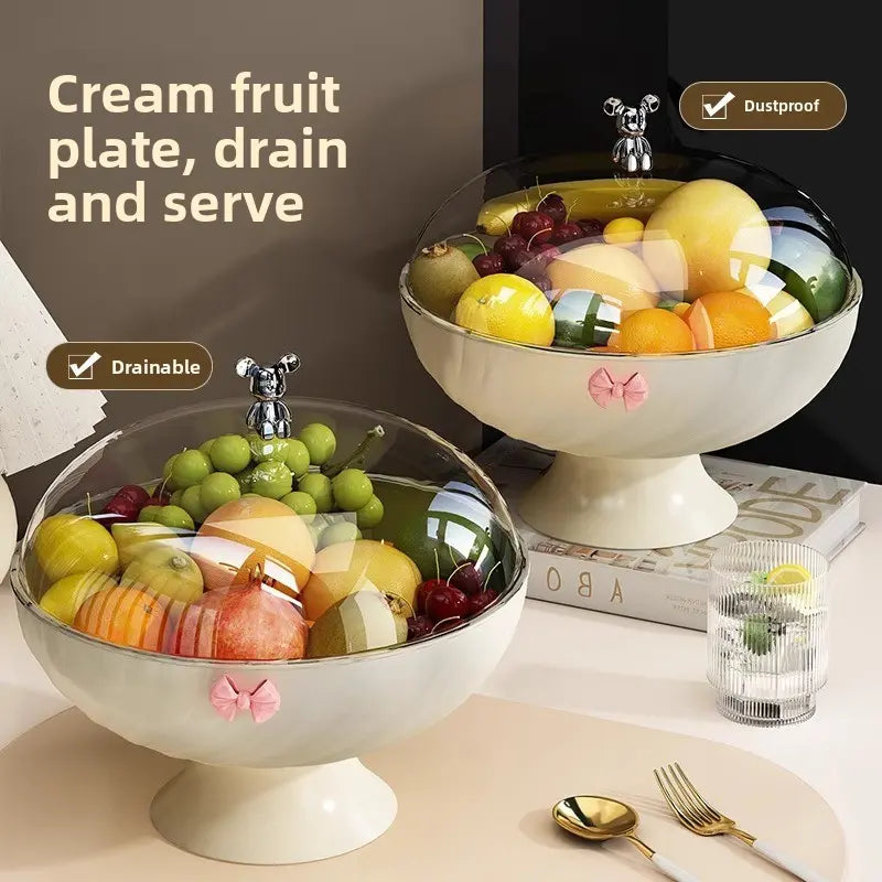 Fruit Platter, Living Room, New High-End Tea Table, Fruit Platter, Light Luxury Style, High-End Drainage Tray, Dry Fruit Platter